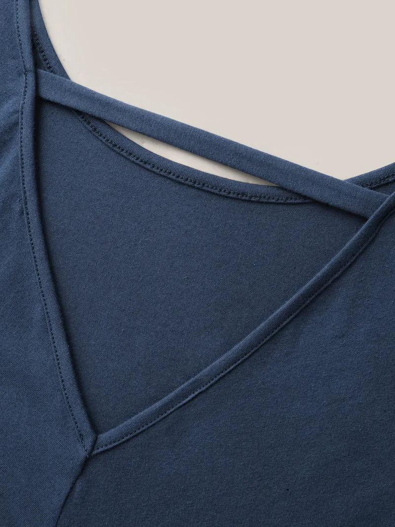 Pure Cotton Knotted Backless T-Shirt