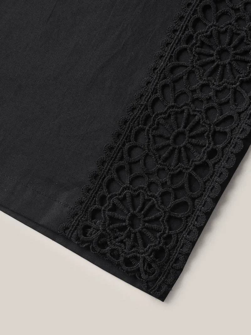 Cotton Side Lace Wide-Leg Pants