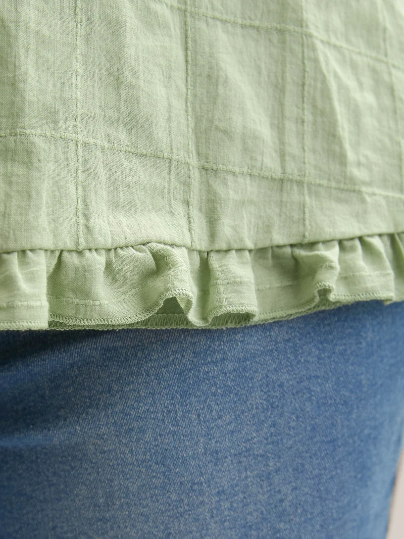 Cotton Textured Ruffled Hem Tank Top