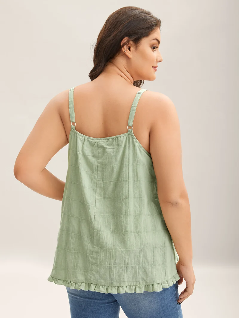 Cotton Textured Ruffled Hem Tank Top