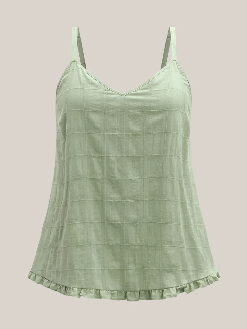 Cotton Textured Ruffled Hem Tank Top