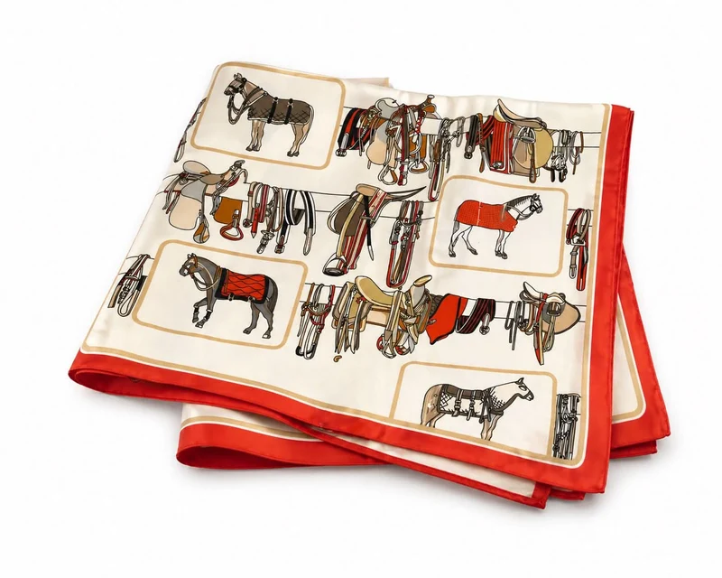 Foulard carré imprimé équestre
