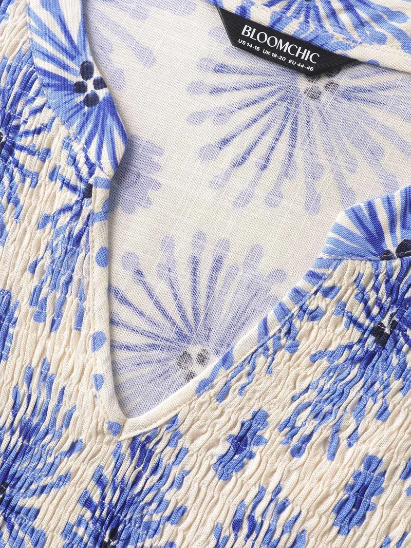 Floral Symphony Print Split Neck Blouse