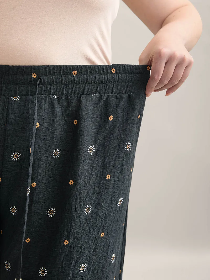 Paisley Print Wide-Leg Airy Pants