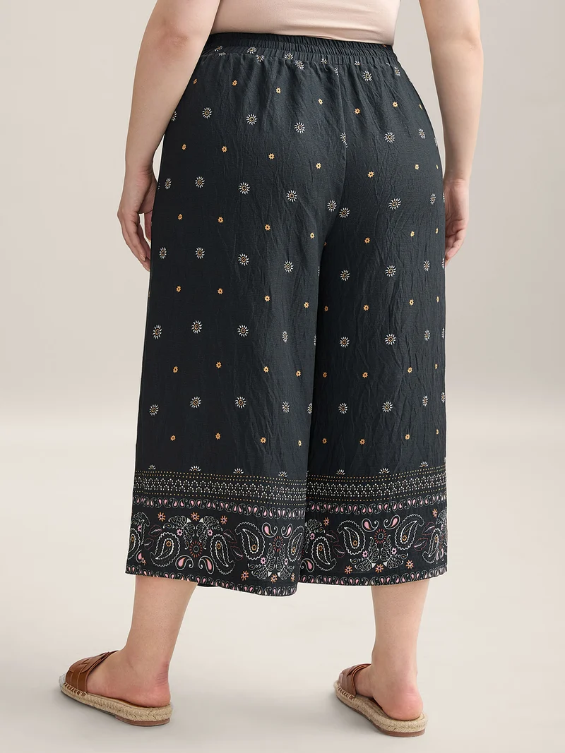 Paisley Print Wide-Leg Airy Pants