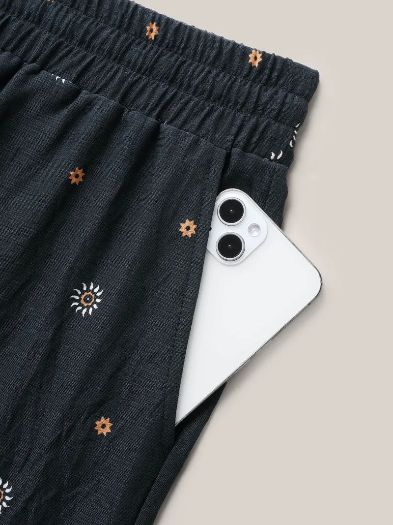 Paisley Print Wide-Leg Airy Pants
