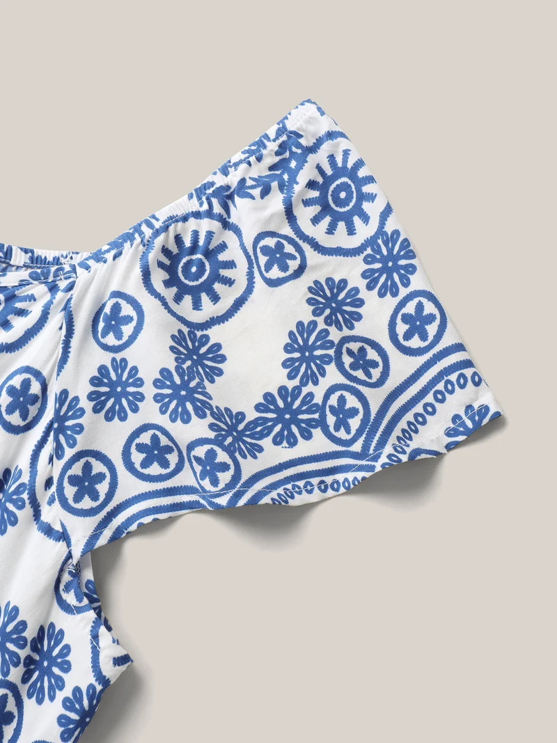 Geometric Print Pockets Flowy Midi Dress