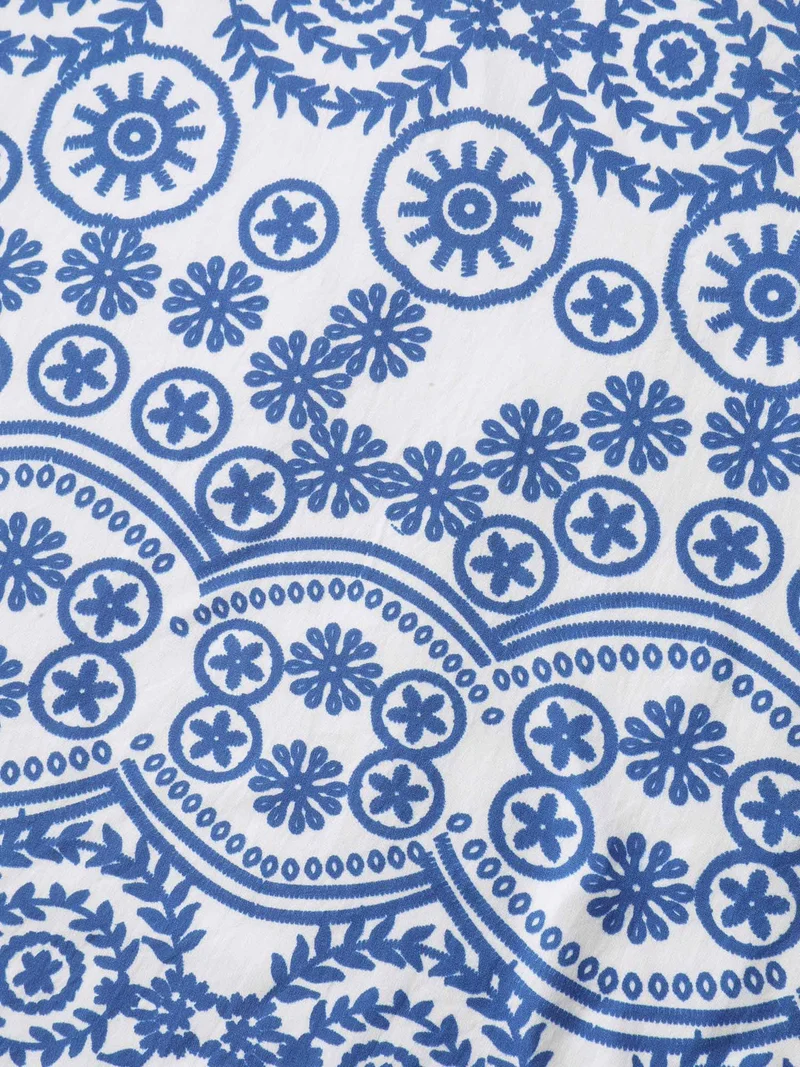 Geometric Print Pockets Flowy Midi Dress