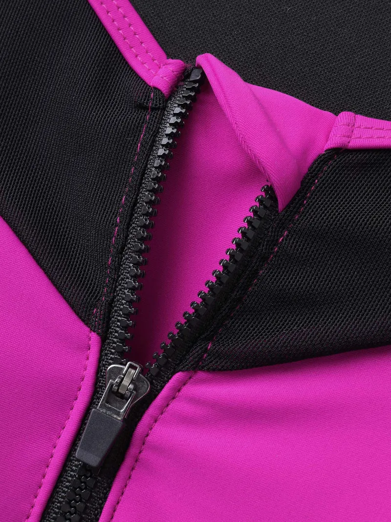 Glide Lock Zipper Color Block Swim Top
