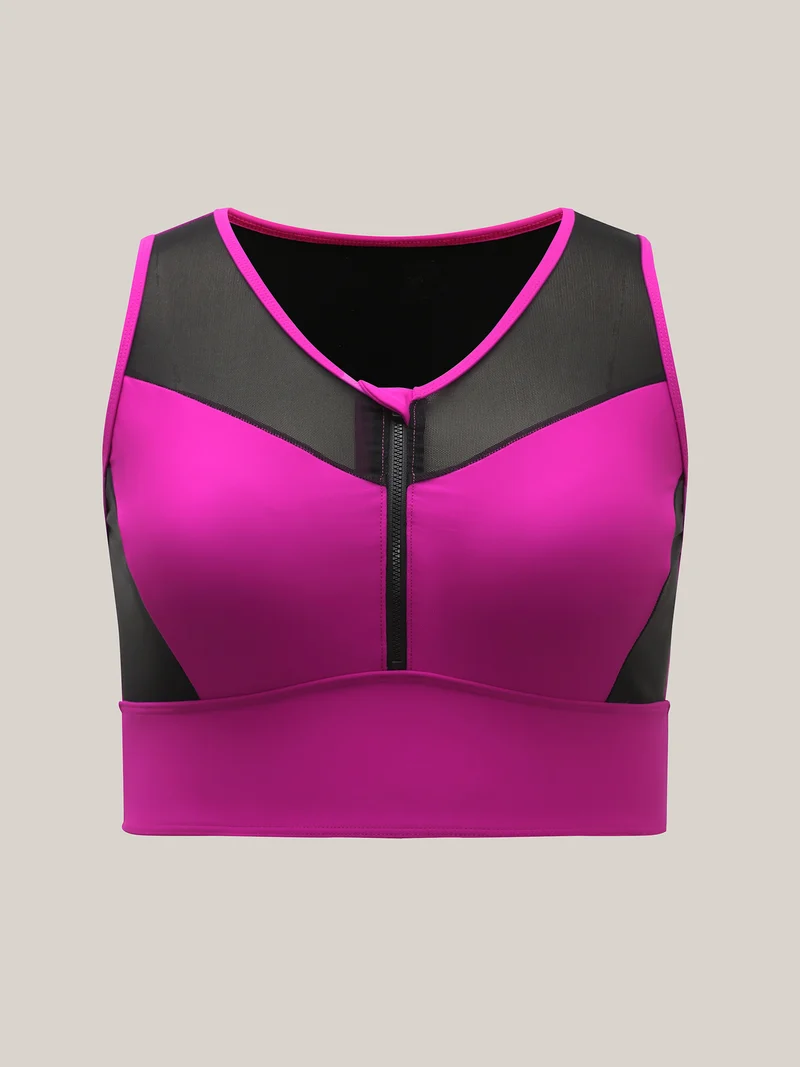 Glide Lock Zipper Color Block Swim Top