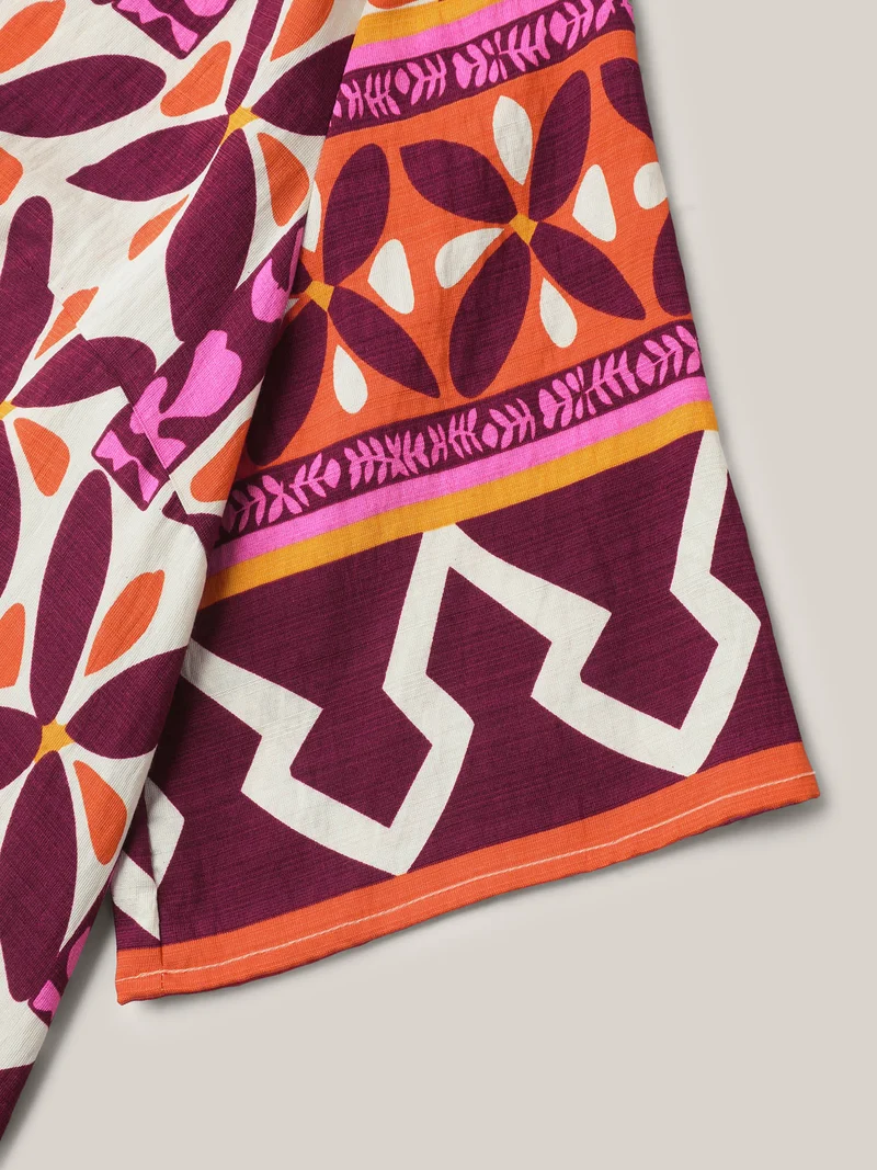 Boho Print Open-Front Kimono
