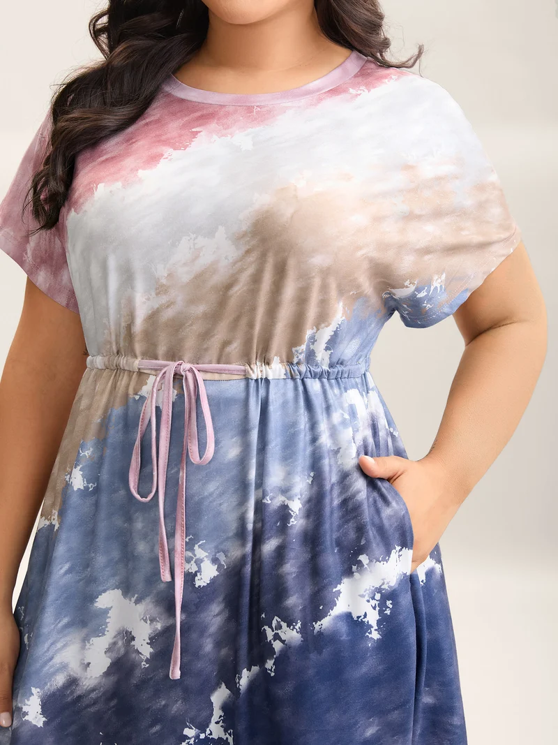 Colorful Stripes Waist-Tie Midi Dress