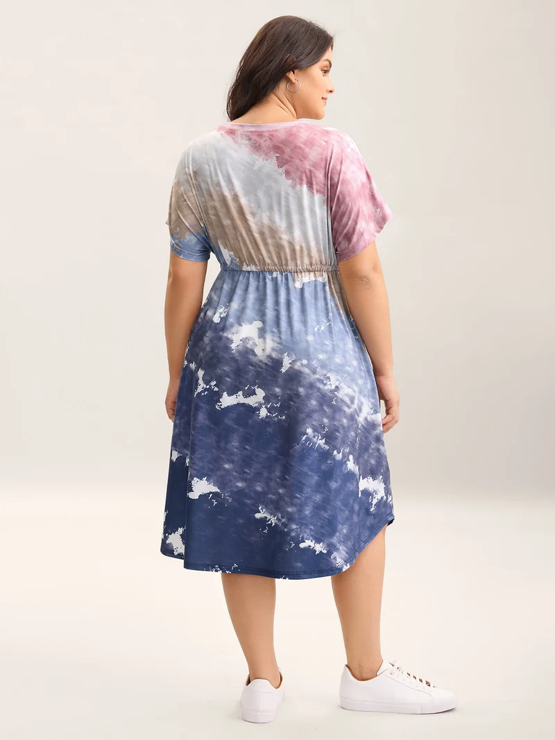 Colorful Stripes Waist-Tie Midi Dress