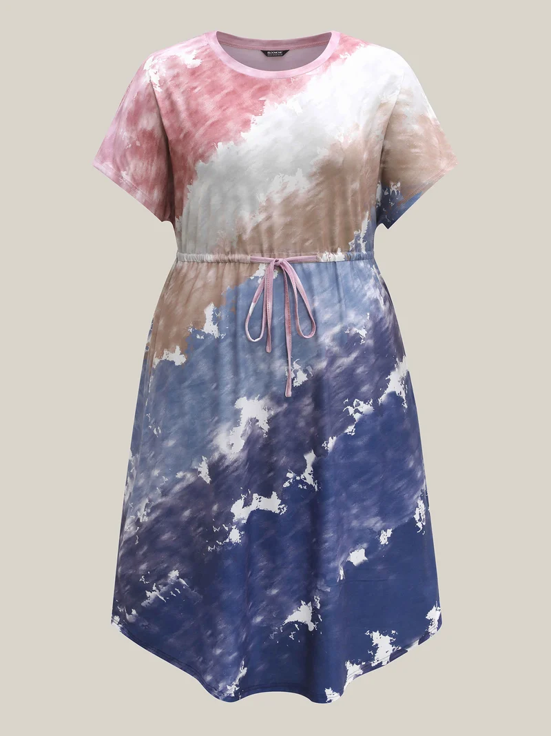 Colorful Stripes Waist-Tie Midi Dress