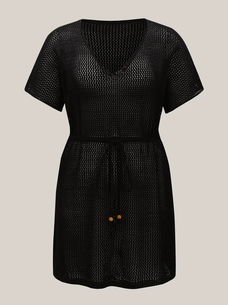 Cut-Out Cinched-Waist Tie Swim Cover-Up