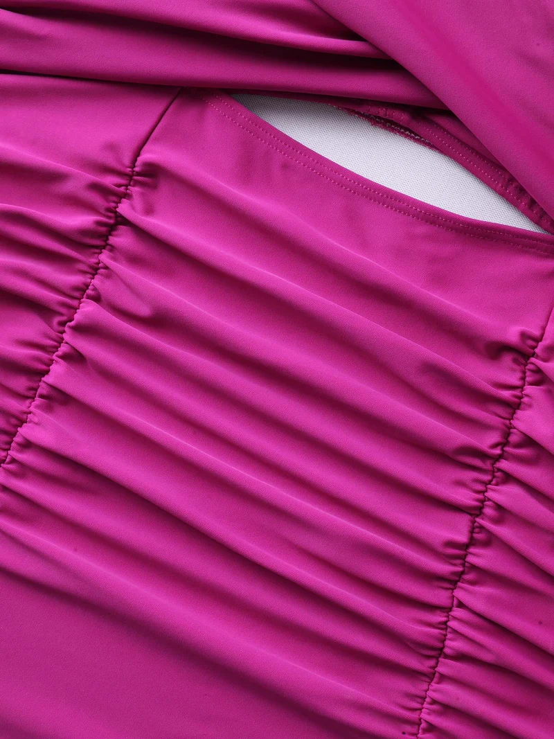 Twist Front Plain Ruched One-Piece Swimsuit