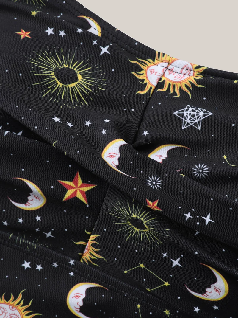 Celestial Print Ruched One-Piece Swimsuit