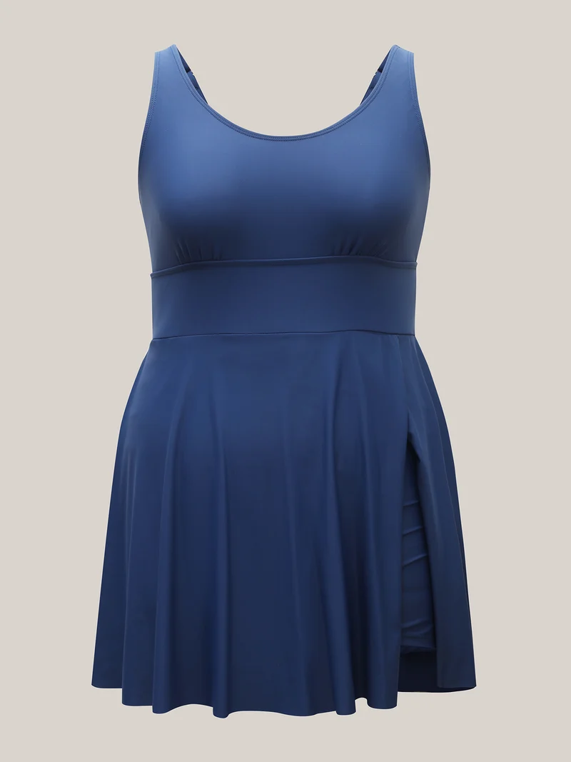 Anti-Float Ties Split Swim Dress