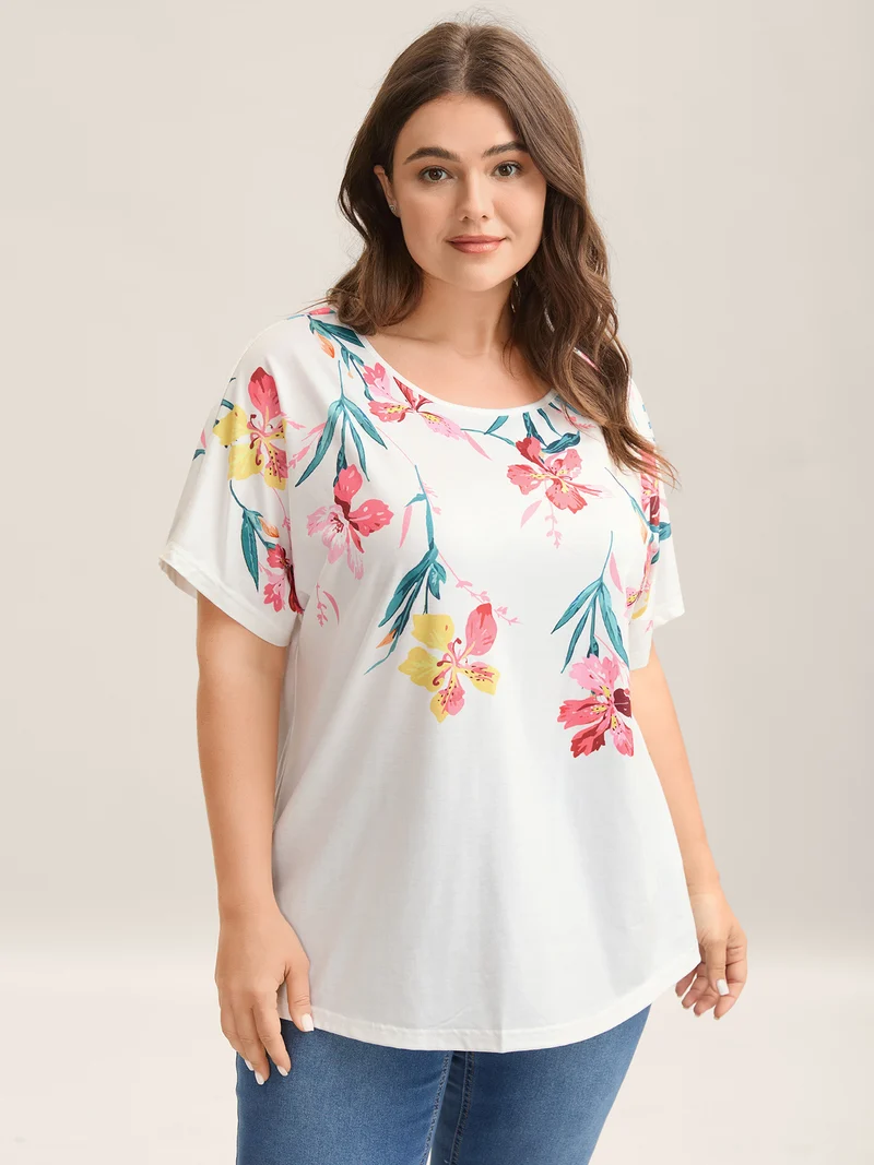 Floral Print Round Neck T-Shirt
