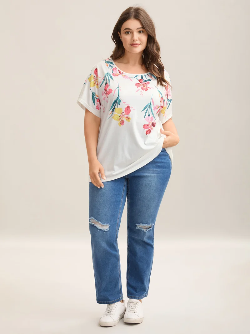 Floral Print Round Neck T-Shirt