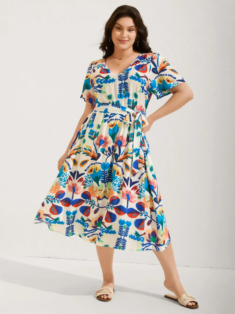 Blooming Florals V-Neck Pockets Maxi Dress