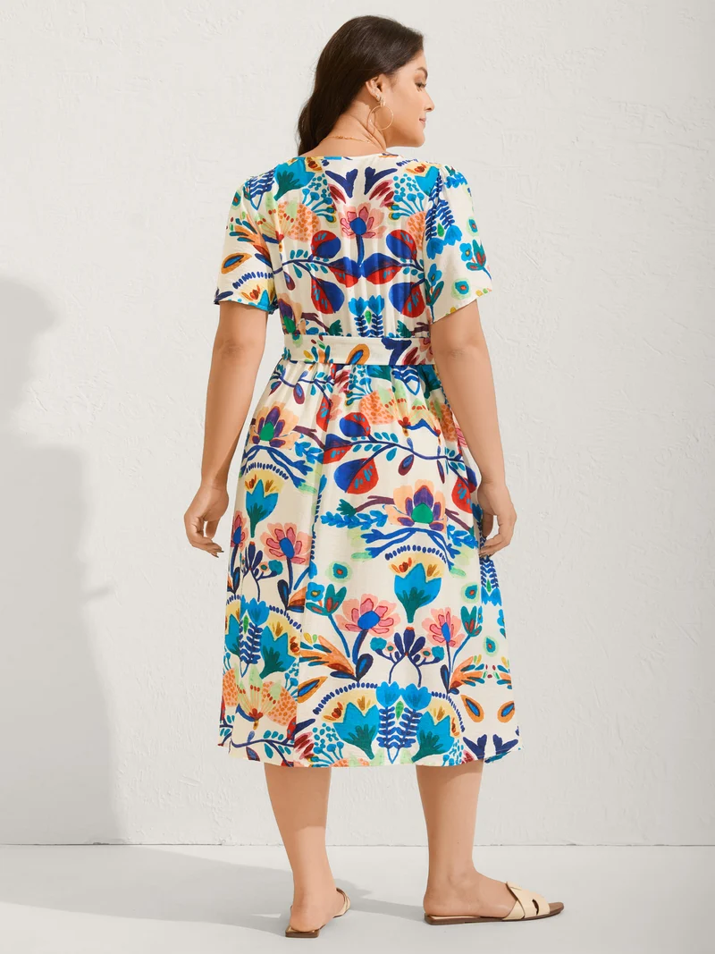 Blooming Florals V-Neck Pockets Maxi Dress