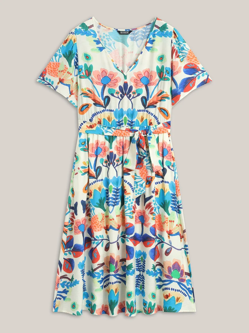 Blooming Florals V-Neck Pockets Maxi Dress