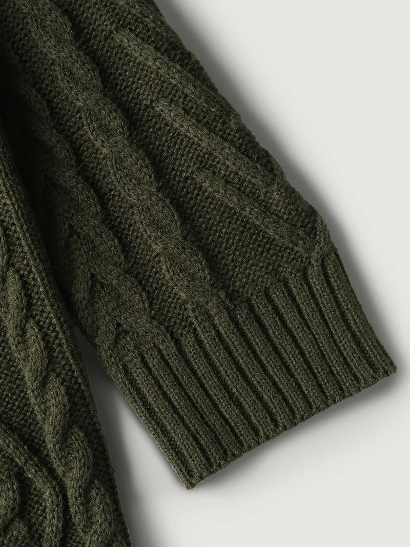 Textured Front-Tie Ribbed Hem Knit Cardigan