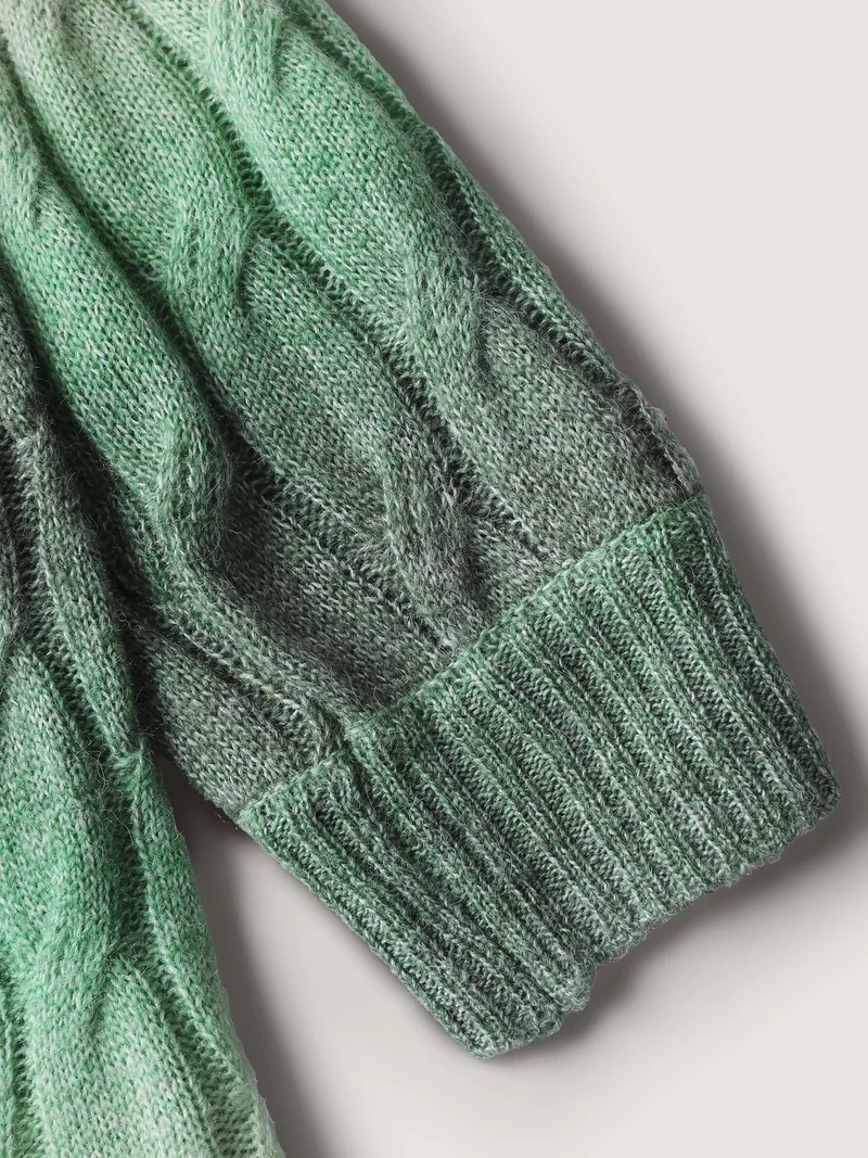 Color Gradient Textured Button Knit Cardigan