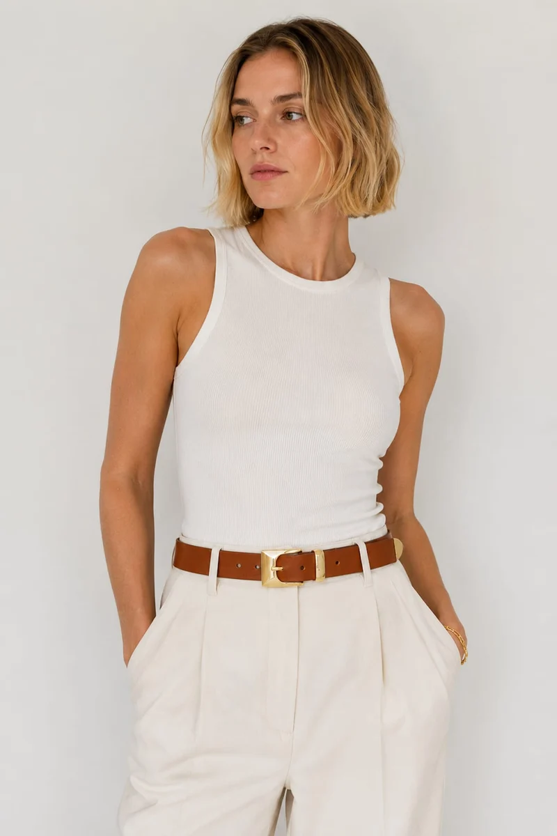 Ceinture classique Tomio à boucle dorée