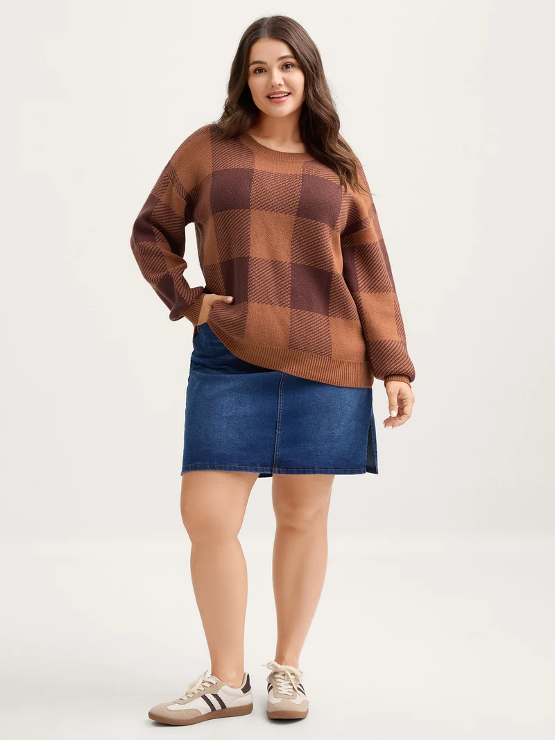 Supersoft Checkered Pattern Pullover
