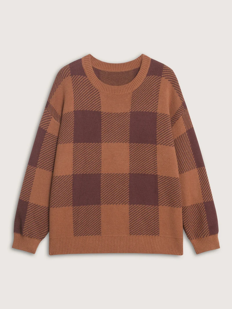 Supersoft Checkered Pattern Pullover