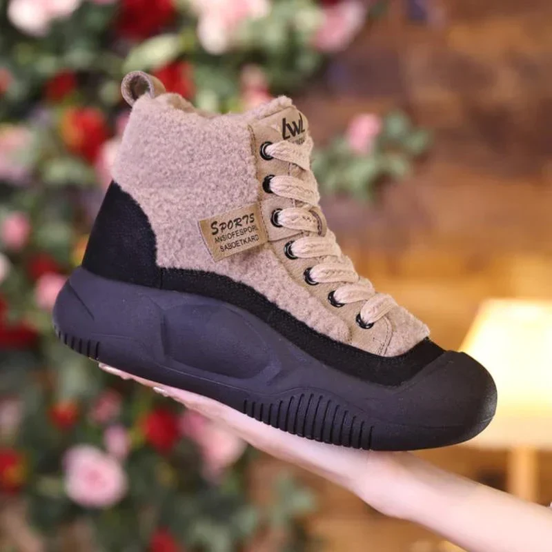 Bottines femme à semelle épaisse contrastée