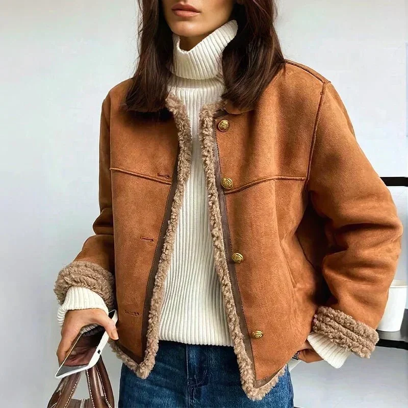 Veste femme en fausse fourrure à manches longues