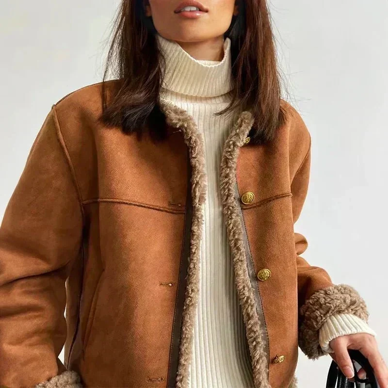 Veste femme en fausse fourrure à manches longues