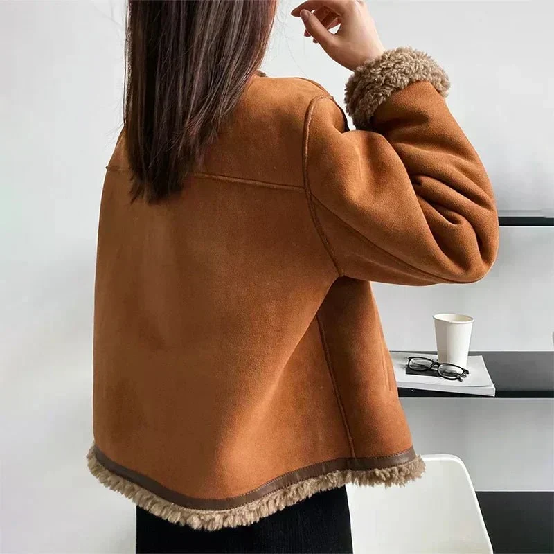 Veste femme en fausse fourrure à manches longues