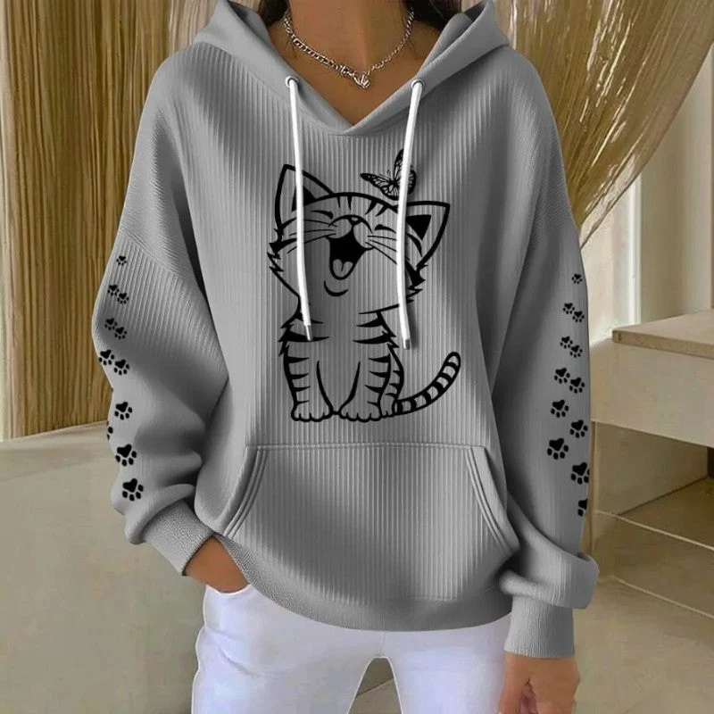 Sweat à capuche femme imprimé à manches longues