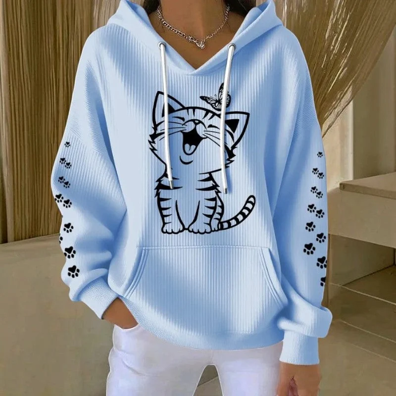 Sweat à capuche femme imprimé à manches longues