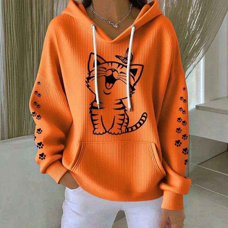 Sweat à capuche femme imprimé à manches longues