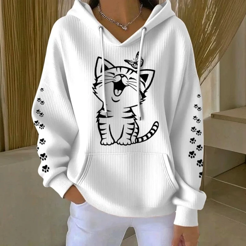 Sweat à capuche femme imprimé à manches longues