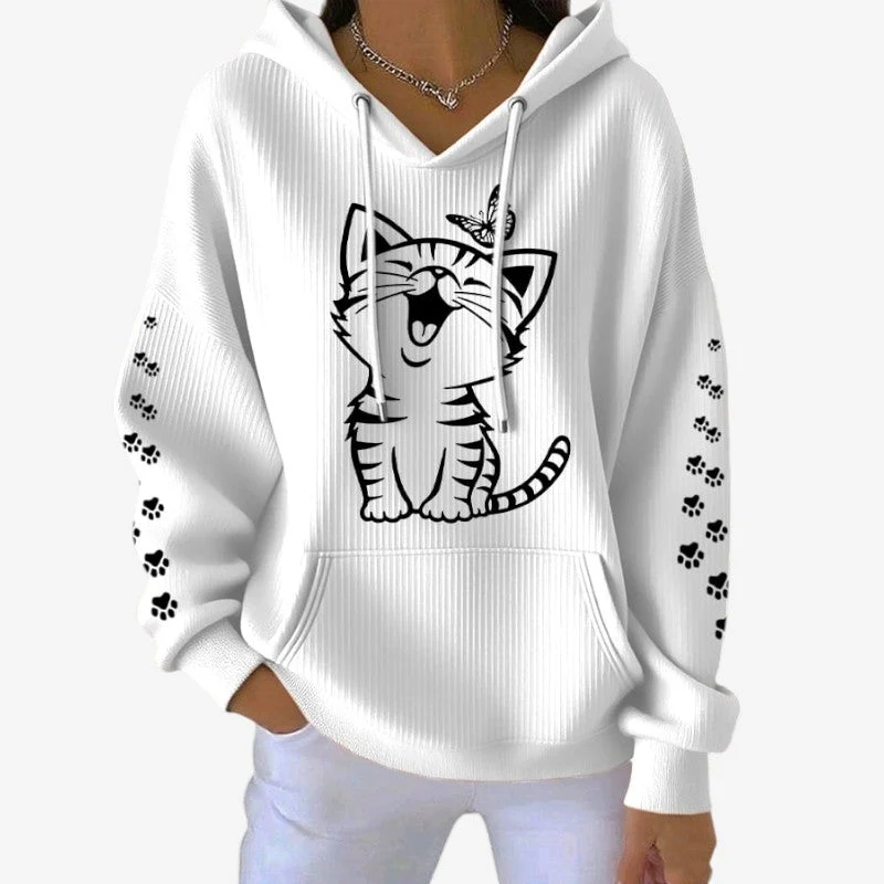 Sweat à capuche femme imprimé à manches longues