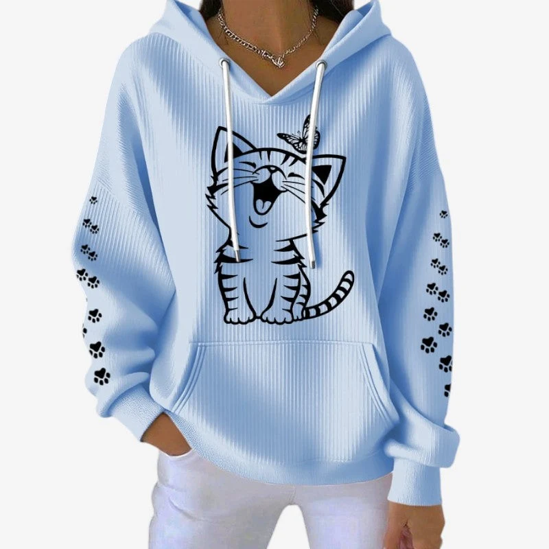 Sweat à capuche femme imprimé à manches longues