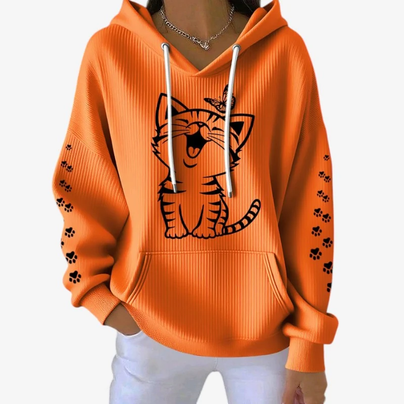 Sweat à capuche femme imprimé à manches longues