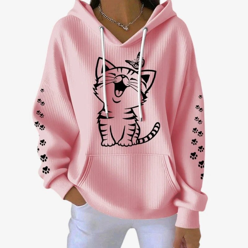 Sweat à capuche femme imprimé à manches longues