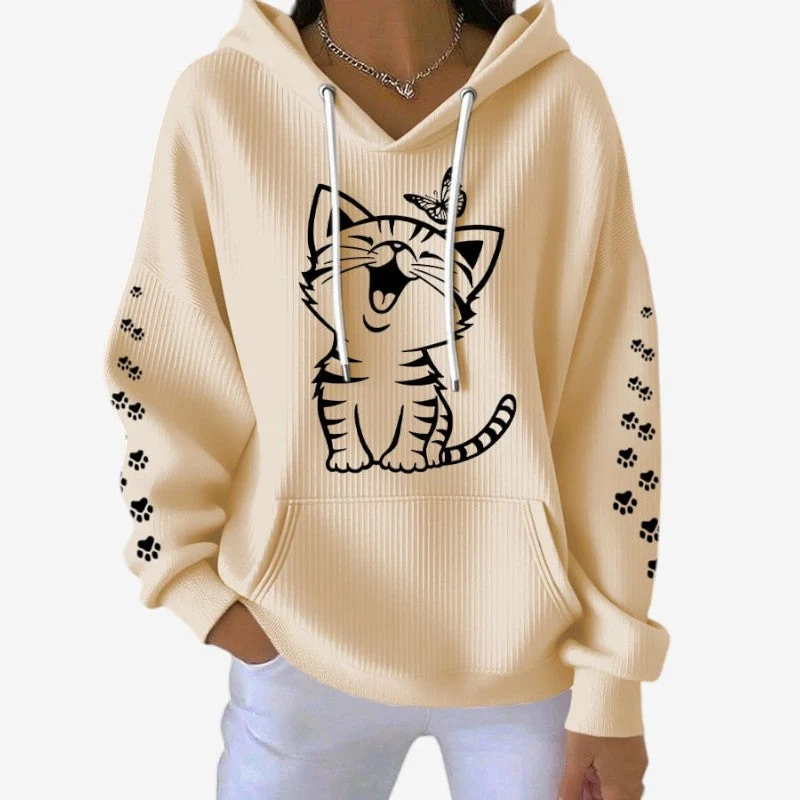 Sweat à capuche femme imprimé à manches longues