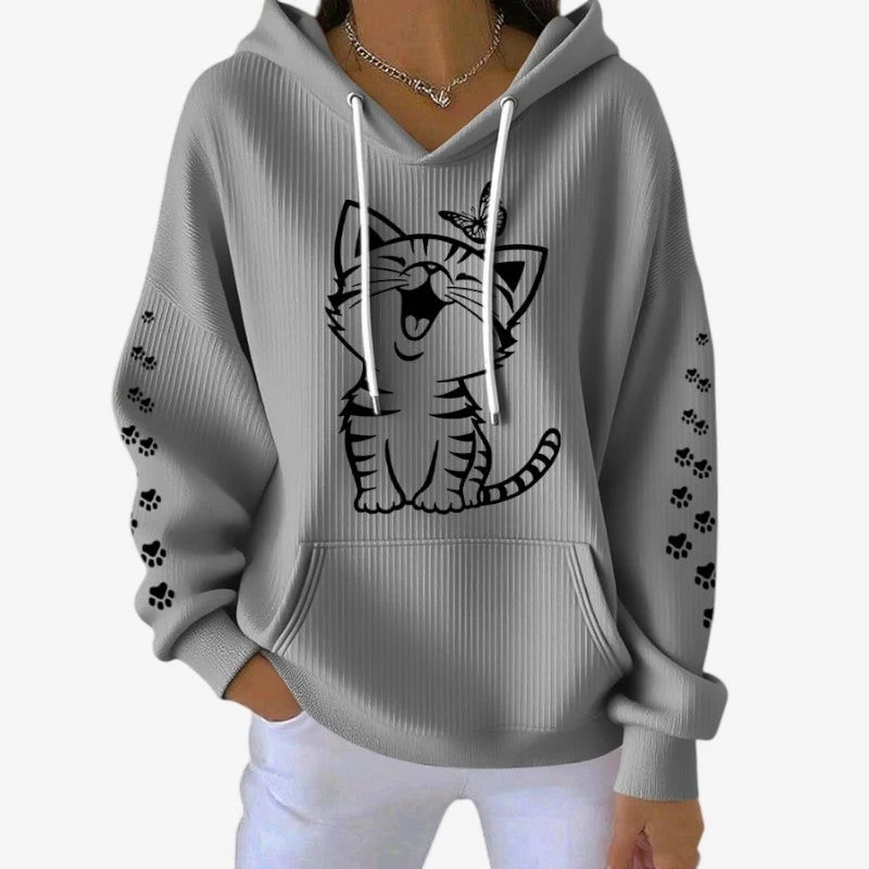 Sweat à capuche femme imprimé à manches longues