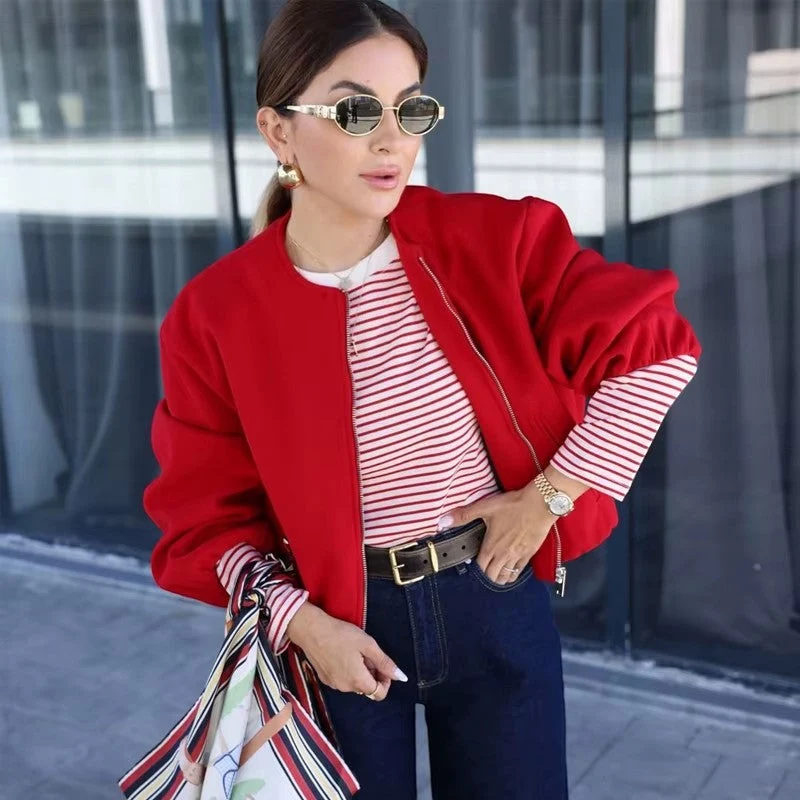 Veste bomber femme courte à manches longues