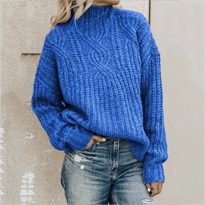 Pull oversize femme à col roulé