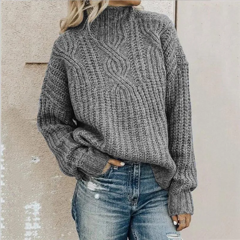 Pull oversize femme à col roulé