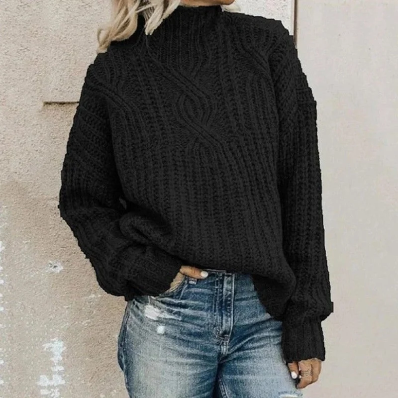 Pull oversize femme à col roulé